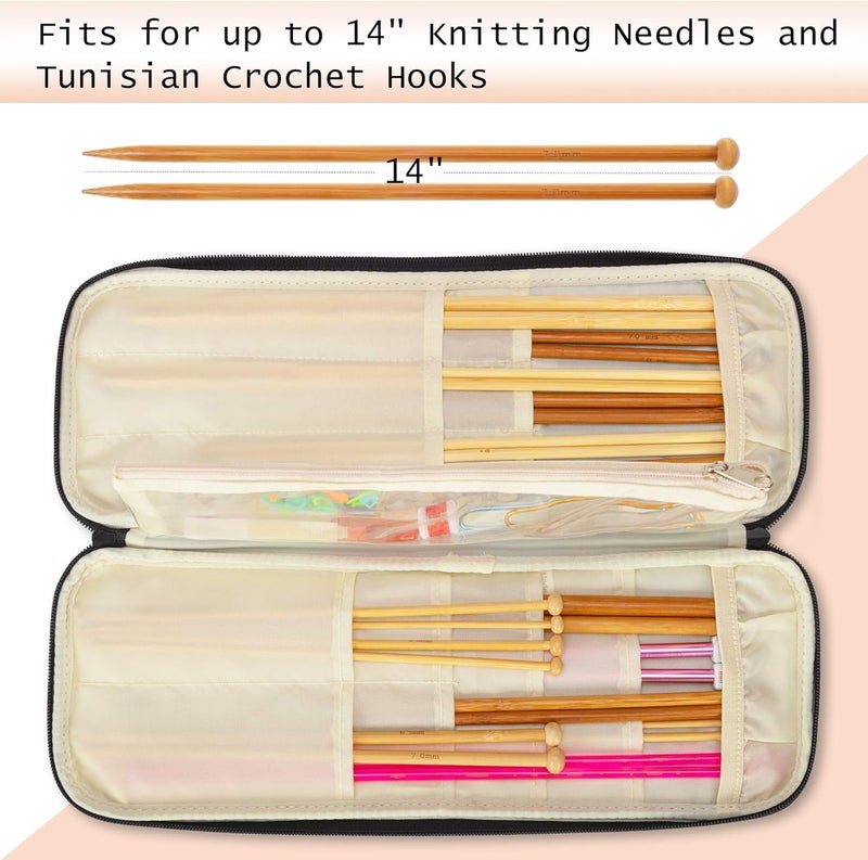 Teamoy Knitting Needles Case (Up to 14''), Travel Organizer Storage Bag for Knitting Needles, Tunisian Crochet Hooks and Accessories, Purple - Image 2