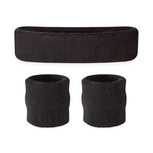 Suddora Sweatbands for Kids, Moisture Wicking 2 Wristbands and 1 Headband Set, Soft and Skin-Friendly Fabric, Moisture-Wicking Athletic Sweat Bands for Basketball, Baseball, Soccer, Black - Image 1