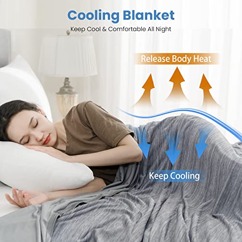 OIGAE Cooling Blanket for Hot Sleepers - Soft & Lightweight Summer Cold Blanket for Night Sweats | Perfect for Bed, Couch, Sofa (Grey, Twin 60" x 80") - Image 4