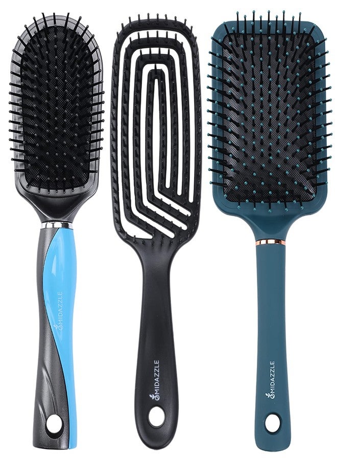 Omidazzle Midazzle Premium Cushioned & Paddle Hair Brush for Men & Women - Pack of 3 (HB2-15-17) - Image 1