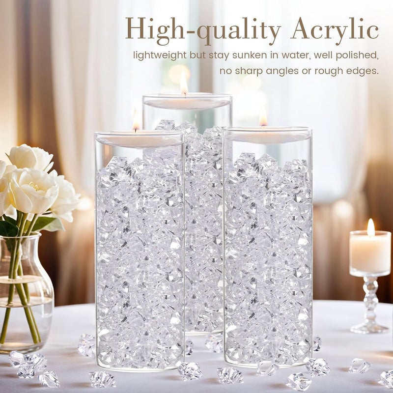 DomeStar Fake Ice, 150PCS Fake Diamonds, Plastic Diamonds Acrylic Rocks Vase Fillers for Centerpieces Wedding Party Table Scatter Food Display - Image 3