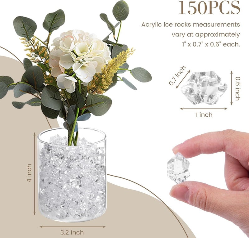 DomeStar Fake Ice, 150PCS Fake Diamonds, Plastic Diamonds Acrylic Rocks Vase Fillers for Centerpieces Wedding Party Table Scatter Food Display - Image 4