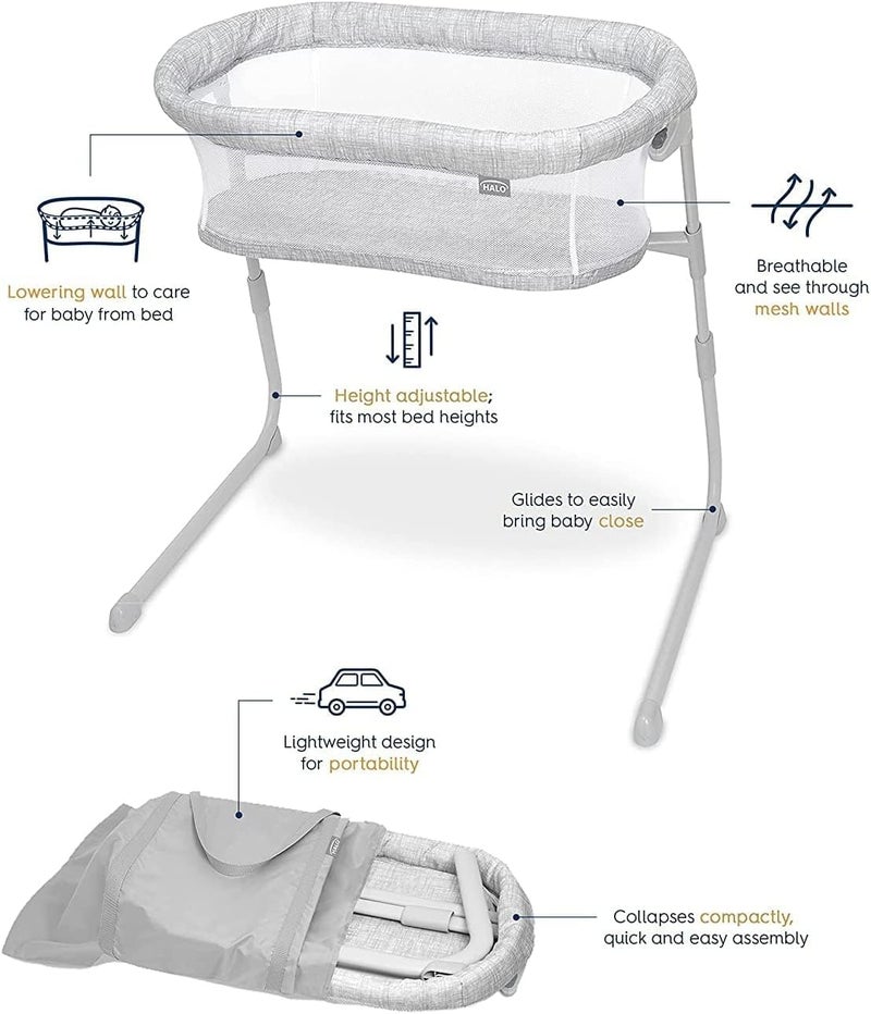 HALO Baby Bassinet Flex Travel Cot - Portable Infant Stayer with Adjustable Stand - Image 3