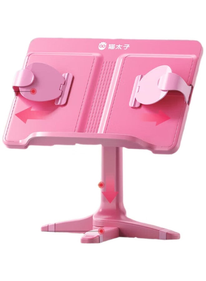 Cat Prince Maotaizi Children'S Reading Stand, Book Holder For Elementary School Students, Adjustable Height, Dual-Use For Desktop And Table, Book Clip, Book Support, Pink - Image 2