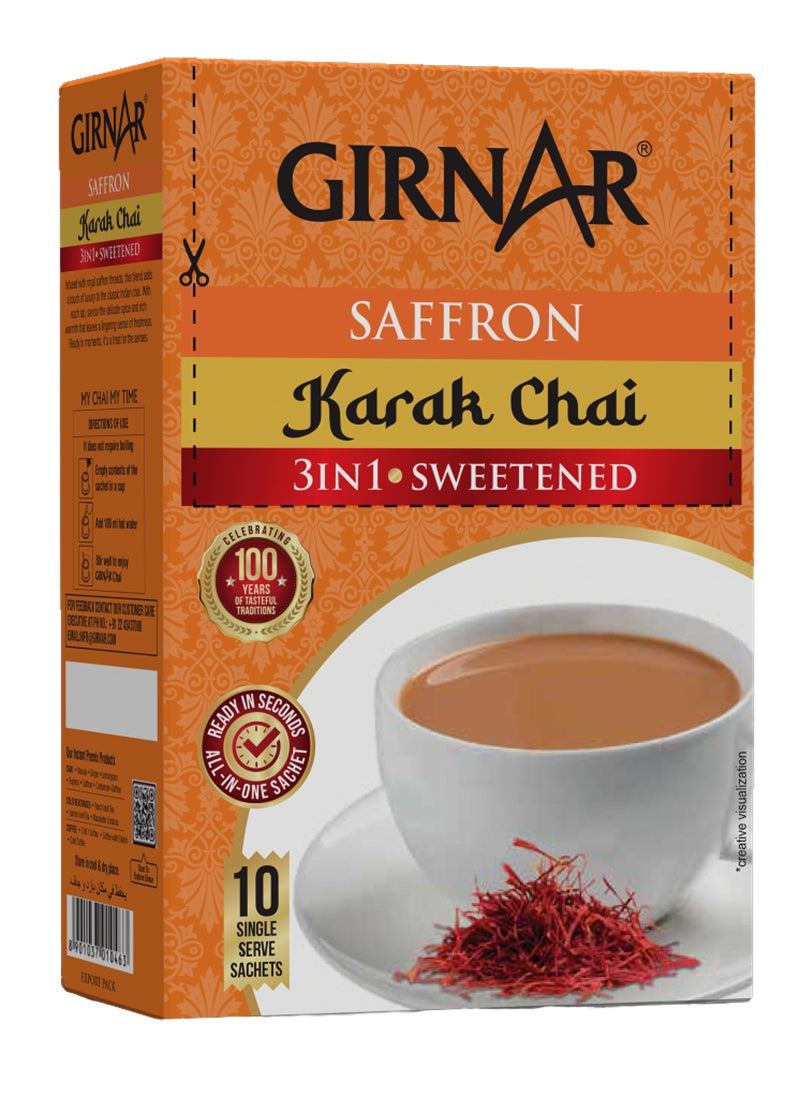 Girnar 3 In 1 Premix Saffron Karak Tea 10 Sachets (140g)  - Image 2