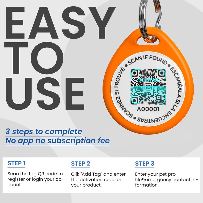ILFINDYOU Dog Tags Personalized, QR Code Pet ID Tags for Dog Collar, Online Profile, Scan Location Alerts, Orange - Image 5