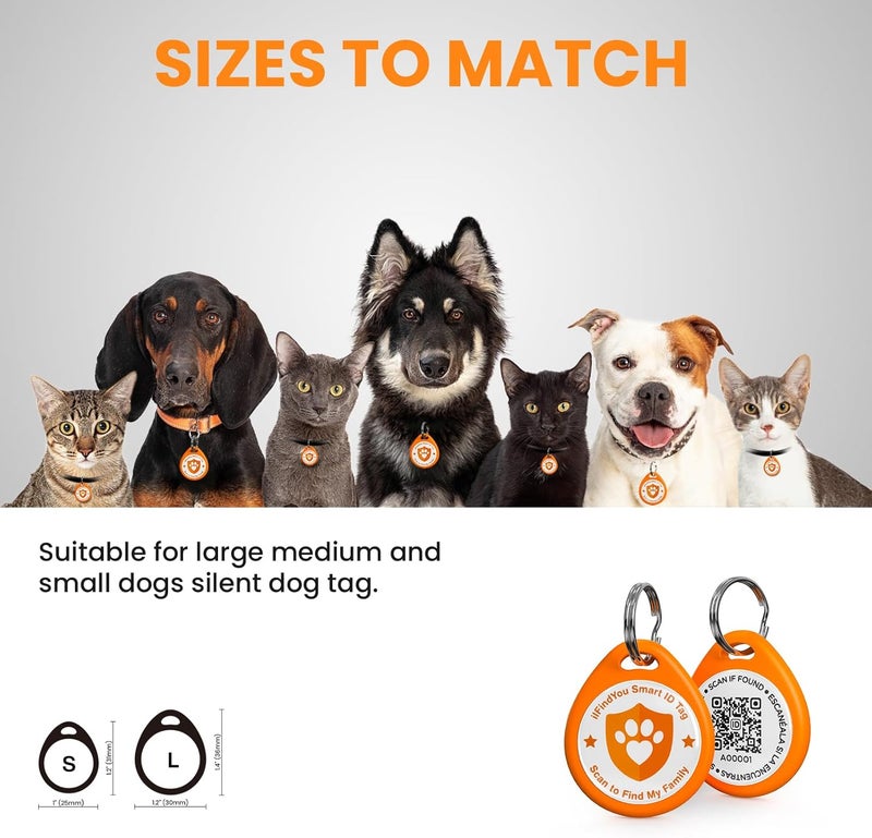 ILFINDYOU Dog Tags Personalized, QR Code Pet ID Tags for Dog Collar, Online Profile, Scan Location Alerts, Orange - Image 2