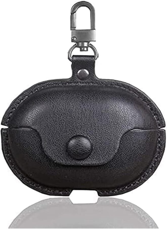 YOMNA YOMNA Luxury PU Leather Earphone Cases For Huawei Freebuds 4i, Anti-Shock with Key Metal Holder Soft Cover Protective (Black) 