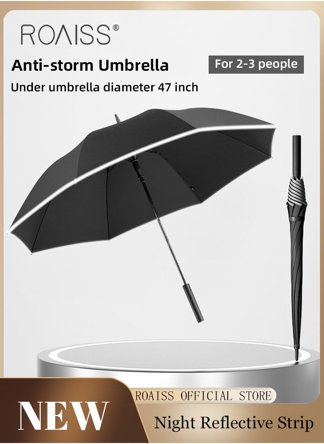 roaiss Business Elite Straight Long Handle Umbrella for Men 8 Rib Reinforced Fiber Skeleton Golf Umbrella 47.2 Inch Enlarge Umbrella Cover Dual Purpose Umbrella for Sun and Rain Protection UPF50+  - Image 1