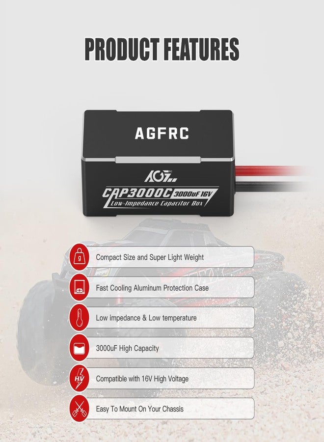 AGFRC 3000uF 16V Low Impedance RC Capacitor with CNC Aluminum Case for RC Car Truck Crawler (CAP3000C) - Image 3
