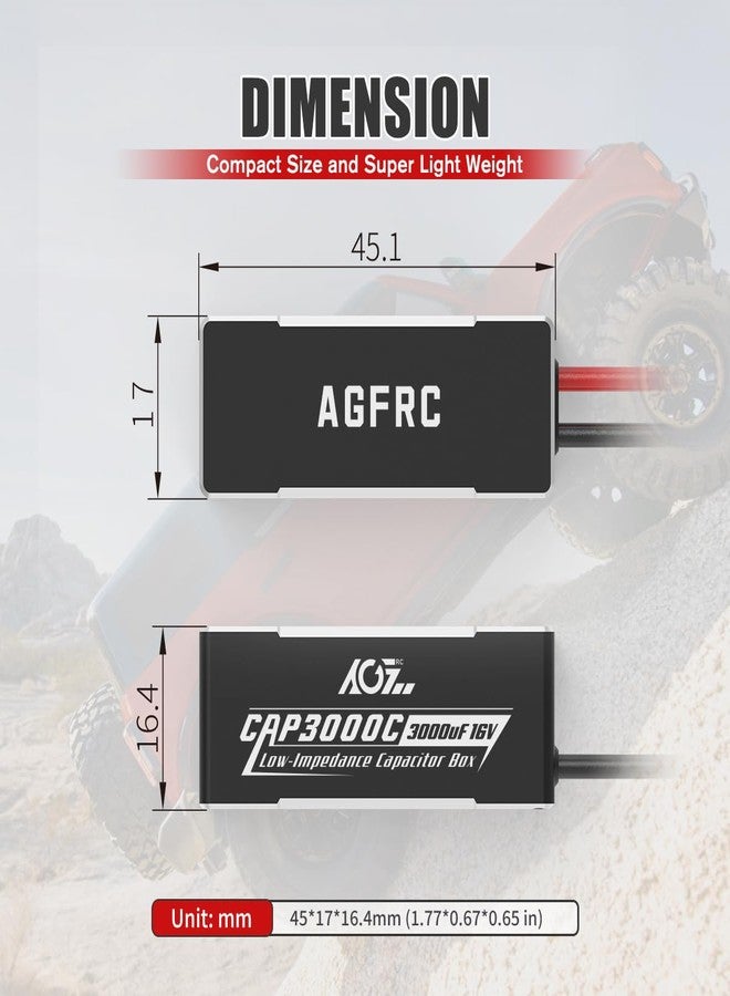 AGFRC 3000uF 16V Low Impedance RC Capacitor with CNC Aluminum Case for RC Car Truck Crawler (CAP3000C) - Image 5