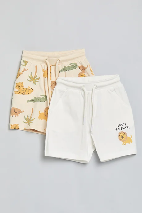 R&B 2 Pack Printed Shorts with Drawstring Wasit