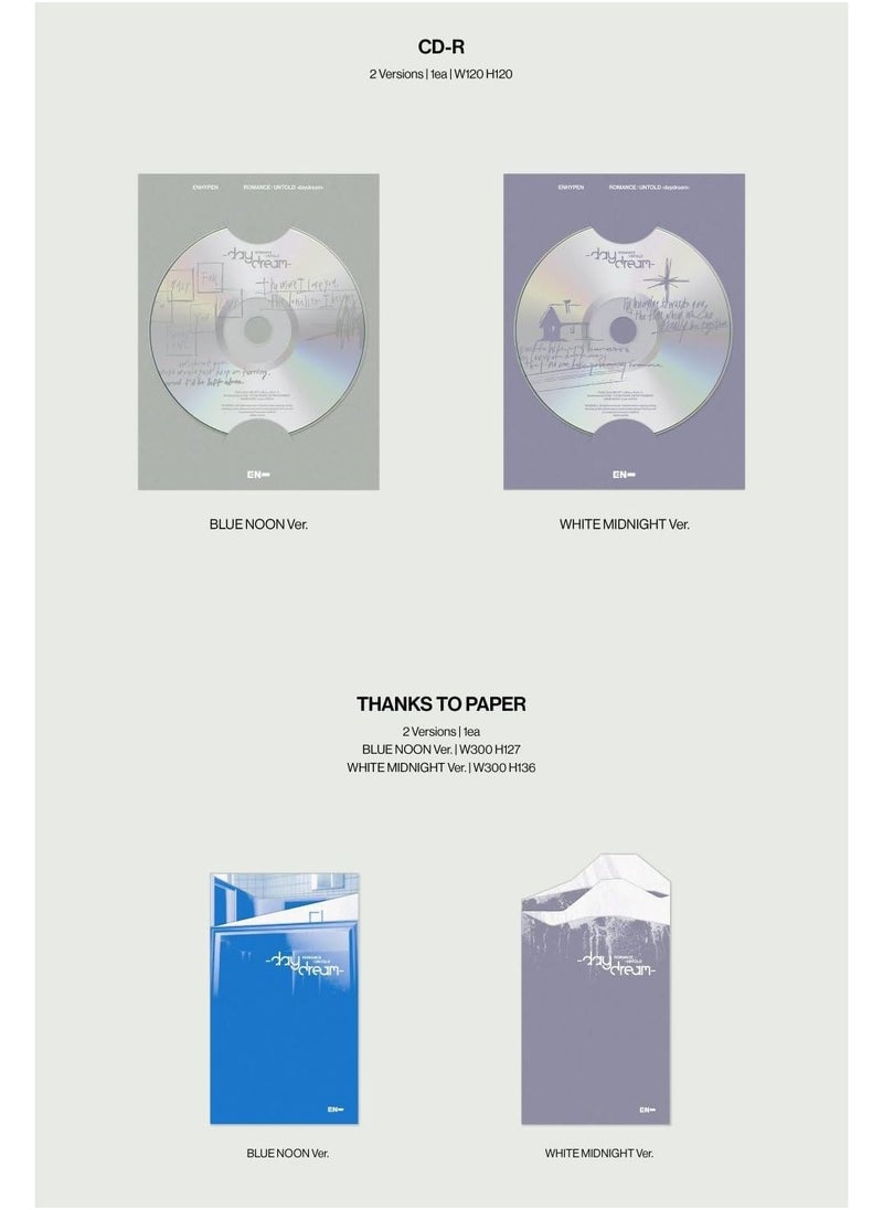 ENHYPEN - Enhypen 2nd Album Romance Untold Daydream White Midnight Version Kpop Music CD with Photobook Photocard Postcard Sticker and More - Image 1
