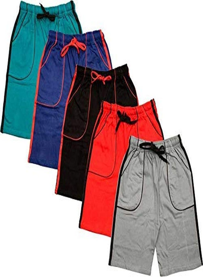 V3E شورتات قطنية ناعمة للأطفال الرضع من V3E، بنين وبنات، مزودة بجيب | شورتات سادة (متعددة الألوان، 11-12 سنة) - Image 1