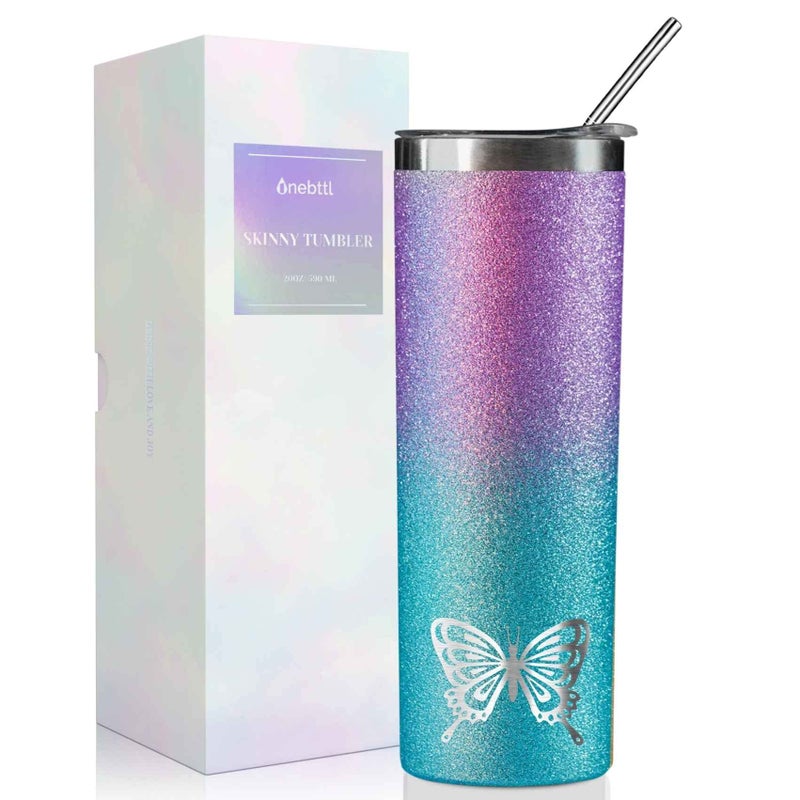 Onebttl Butterfly Gifts for Butterfly Lovers for Women  Girls 20oz590ml Stainless Steel Tumbler with Lid Perfect for Birthday Christmas Mothers Day