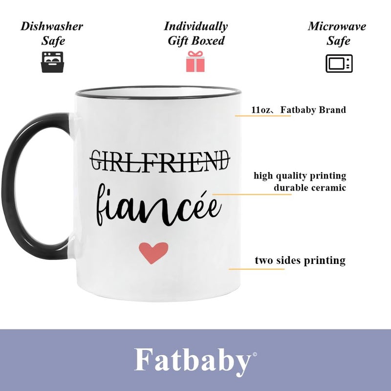 Fatbaby Boyfriend and Girlfriend Coffee Mug Gift Set,Fiance and Fiancee Couple Mug,Engagement Gifts for Couples Newly Engaged Him Her His Hers Mr Mrs Bride Groom Bridal Shower, Valentine's Day Gifts 11 OZ - Image 5
