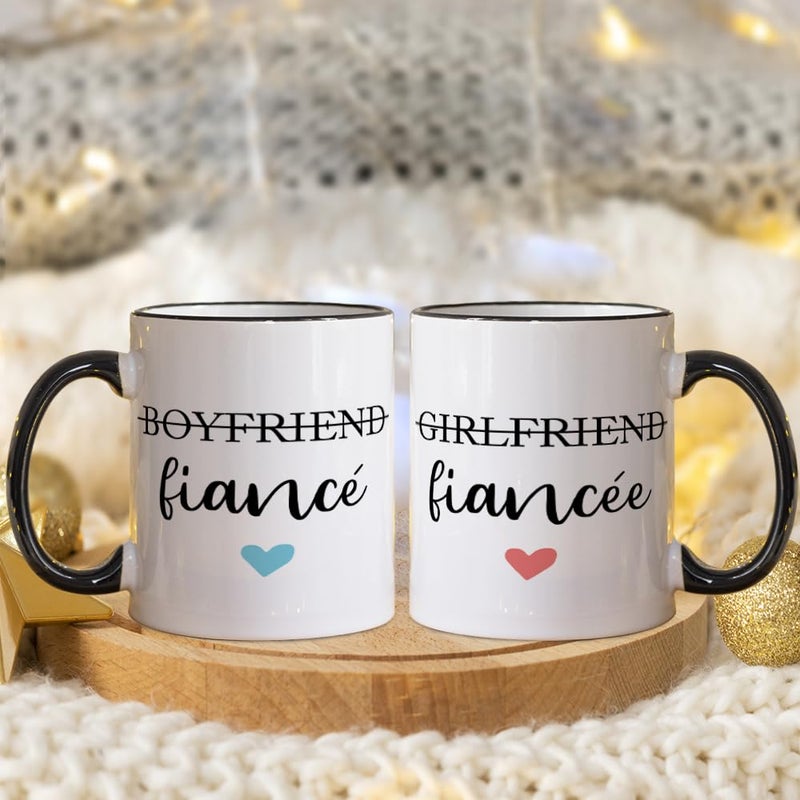 Fatbaby Boyfriend and Girlfriend Coffee Mug Gift Set,Fiance and Fiancee Couple Mug,Engagement Gifts for Couples Newly Engaged Him Her His Hers Mr Mrs Bride Groom Bridal Shower, Valentine's Day Gifts 11 OZ - Image 4
