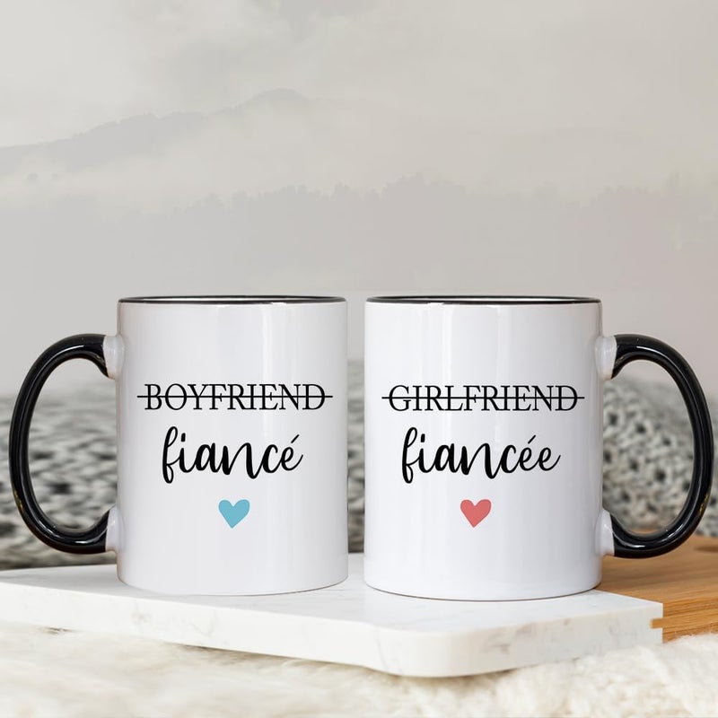 Fatbaby Boyfriend and Girlfriend Coffee Mug Gift Set,Fiance and Fiancee Couple Mug,Engagement Gifts for Couples Newly Engaged Him Her His Hers Mr Mrs Bride Groom Bridal Shower, Valentine's Day Gifts 11 OZ - Image 2