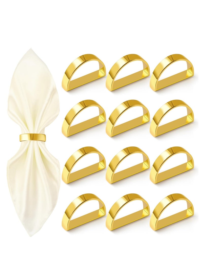 ميدي مجموعة من 12 حلقة مناديل ذهبية، حلقات حامل مناديل معدنية نصف دائرية ذهبية لامعة،  لزينة طاولة العشاء، حفلات الزفاف، المآدب، الحفلات - Image 1