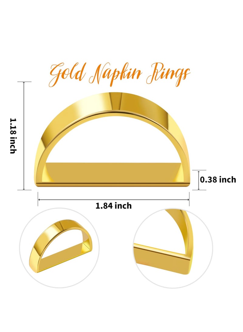 ميدي مجموعة من 12 حلقة مناديل ذهبية، حلقات حامل مناديل معدنية نصف دائرية ذهبية لامعة،  لزينة طاولة العشاء، حفلات الزفاف، المآدب، الحفلات - Image 2