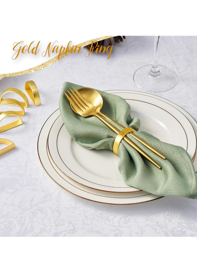 ميدي مجموعة من 12 حلقة مناديل ذهبية، حلقات حامل مناديل معدنية نصف دائرية ذهبية لامعة،  لزينة طاولة العشاء، حفلات الزفاف، المآدب، الحفلات - Image 4