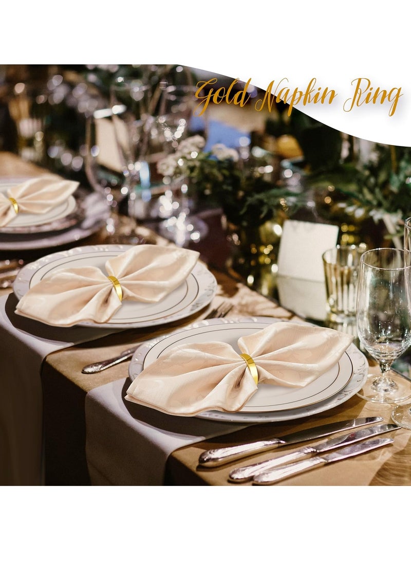 ميدي مجموعة من 12 حلقة مناديل ذهبية، حلقات حامل مناديل معدنية نصف دائرية ذهبية لامعة،  لزينة طاولة العشاء، حفلات الزفاف، المآدب، الحفلات - Image 5