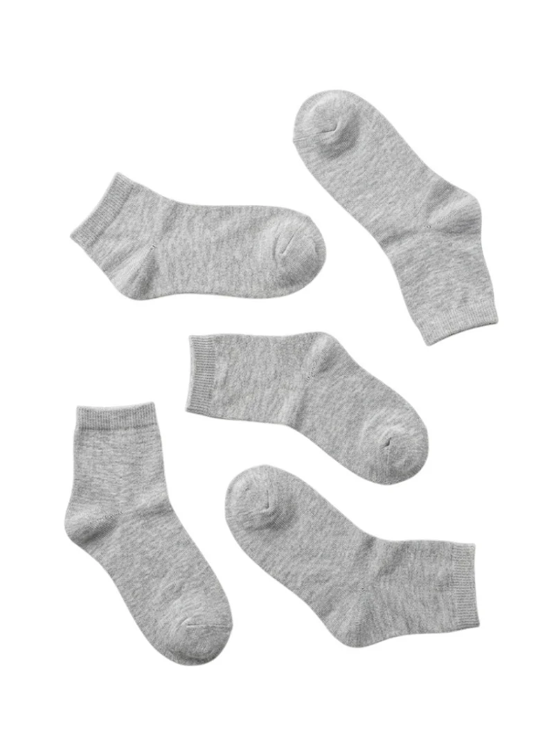 Bidani Essential Gray Cotton School Socks 2 (5-Pack) Short