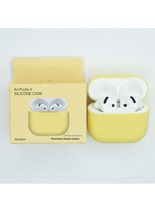 Suitable For Apple Airpods 4 Wireless Bluetooth Headset Silicone Protective Case Anti-fall Storage Bag Liquid Split-Color:Yellow-Applicable Models:Airpods 4  - Image 1