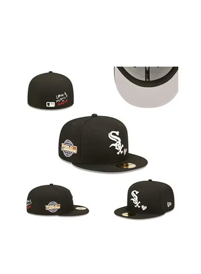 NEW ERA Black White Sox Heart - Embroidered Flat - Brim Cap, 58.7cm