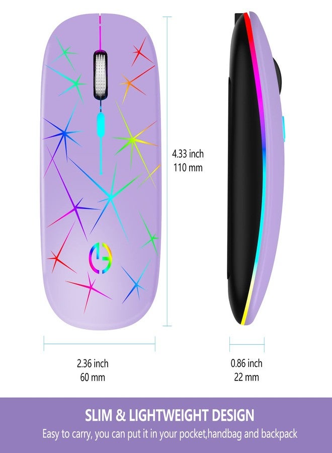 TaIYanG ماوس لاسلكي TaIYanG، ماوس بصري محمول هادئ RGB بتردد 2.4G مع جهاز استقبال USB ومحول Type C، 3 مستويات DPI قابلة للتعديل، ماوس كمبيوتر لاسلكي للابتوب، الكمبيوتر، PC، MacBook، سطح المكتب - Image 5