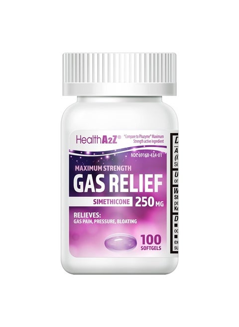 HealthA2Z Maximum Strength Gas Relief Simethicone 250mg (100 Counts)