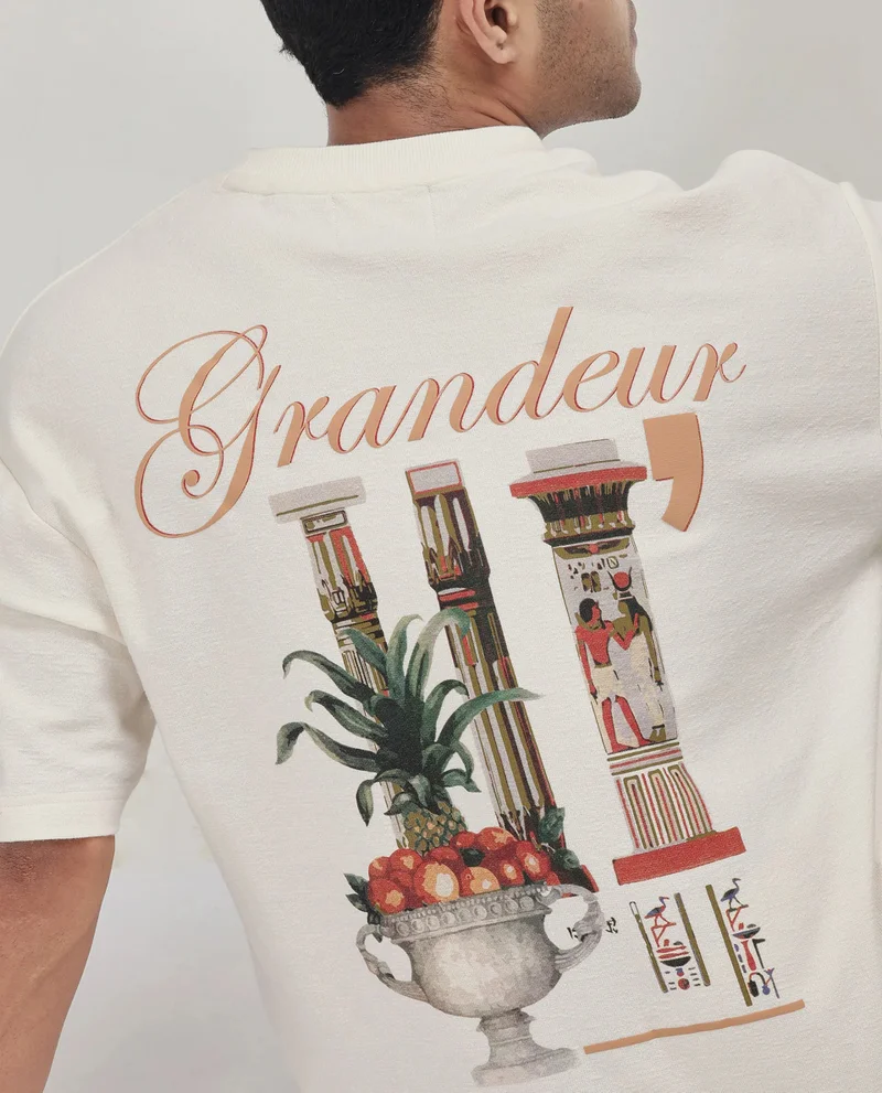 Rare Rabbit Men's Graphic Print Oversized T-Shirt