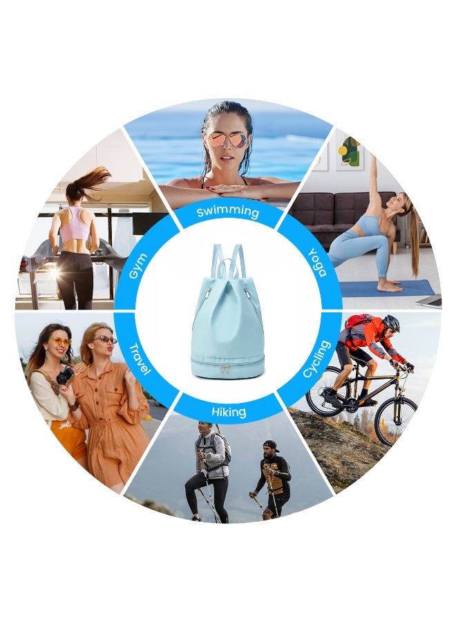 VUCATIN Swim Bag Dry Wet Separation Backpack with Shoe Compartment Lightweight Waterproof Pool Beach Swimming Athlete Sports Backpack for Mens Womens (Blue) - Image 5