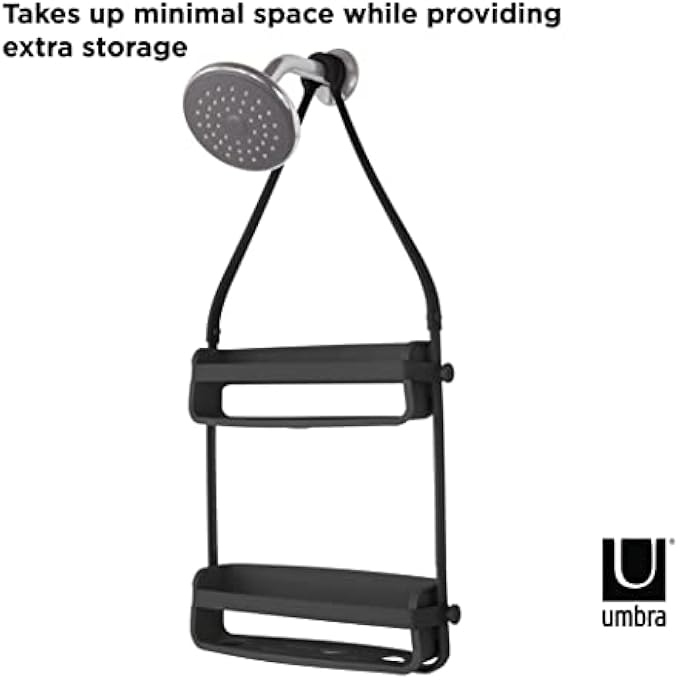 UMBRA Flex Hanging Shower Caddy Bathtub Shelf and Bathroom Organizer Black - Image 4