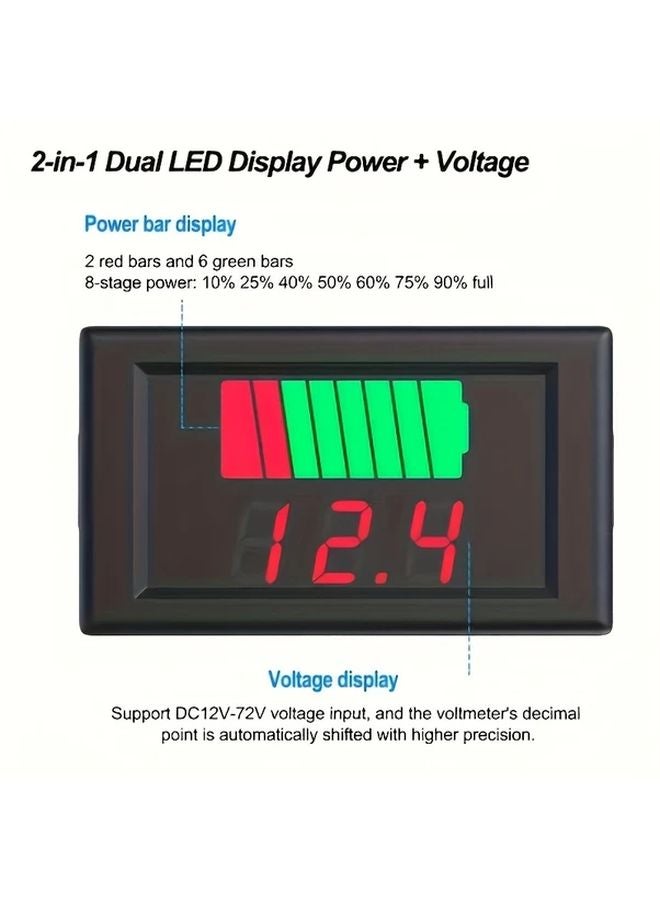 Blue Battery Capacity Meter LED Display 0 01V Precision 36V Voltage Monitor - Image 2