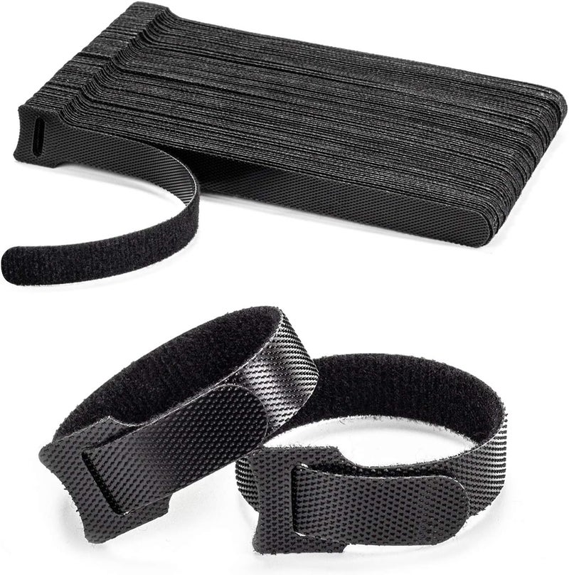 OneLeaf 80PCS Reusable Cable Ties - Black Adjustable 6-Inch Cord Organizer Ties - Image 1