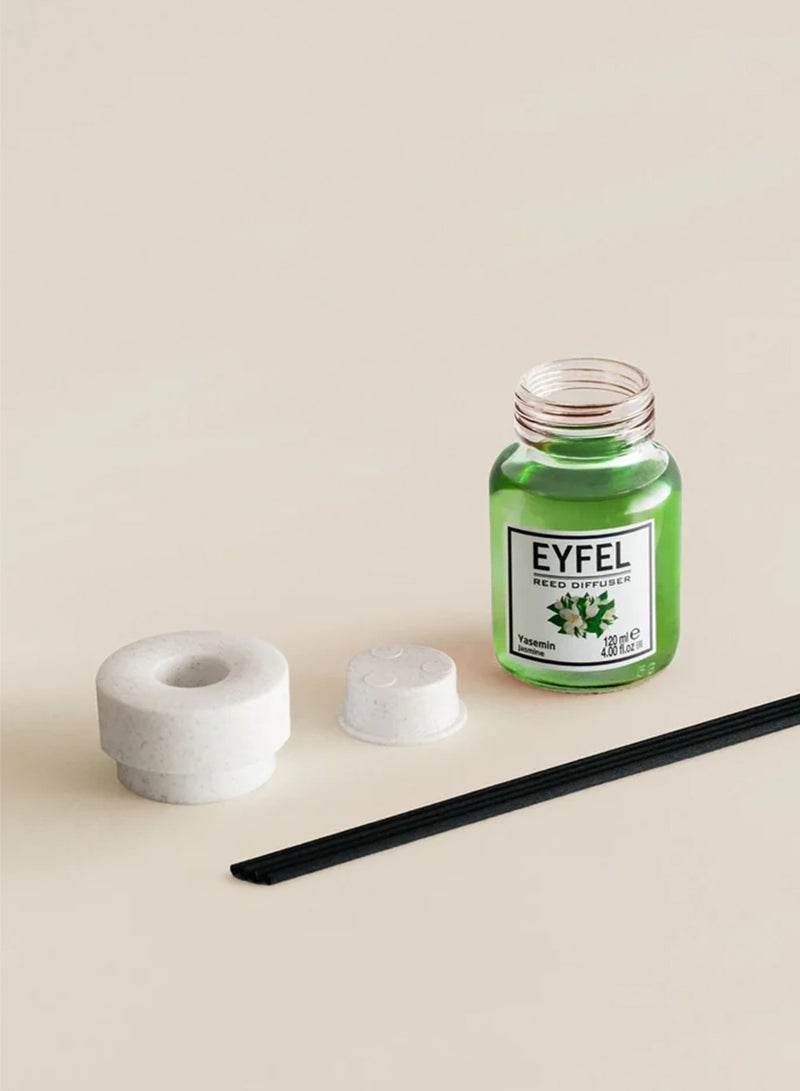 EYFEL Reed Diffuser (Yasemin) Jasmine 120ml | Long Lasting Jasmine Floral Home Fragrance | Premium Home Fragrance with 4 Bamboo Reeds - Image 2