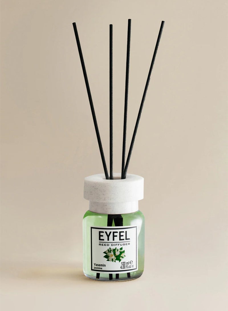 EYFEL Reed Diffuser (Yasemin) Jasmine 120ml | Long Lasting Jasmine Floral Home Fragrance | Premium Home Fragrance with 4 Bamboo Reeds - Image 3