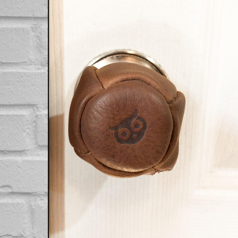 Hide & Drink, Stylish Door Knob & Car Gear Cover, Safety Multi-Purpose Cover, Proof Doors, Baby Proof Door Knob Cover, Full Grain Leather, Handmade, Bourbon Brown - Image 3
