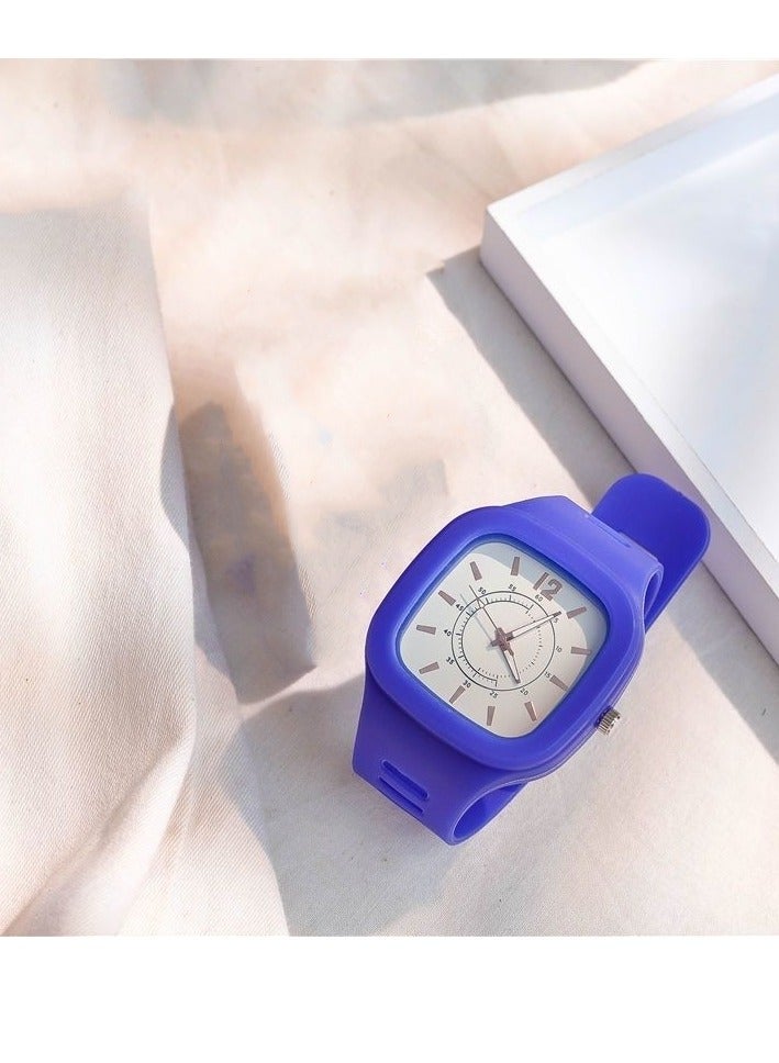 Minimalist Style Student Watch Simple Temperament Niche Design Digital Waterproof Watch (Blue)