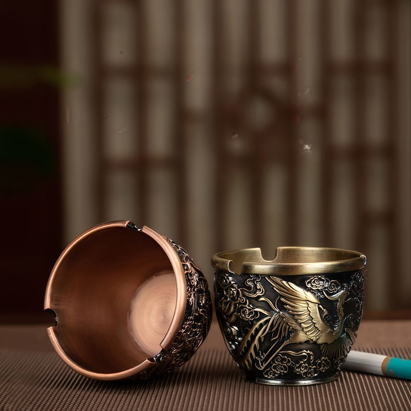 Bronze Chinese Style Retro Ashtray With Dragon Relief Gift For Friends - Image 3