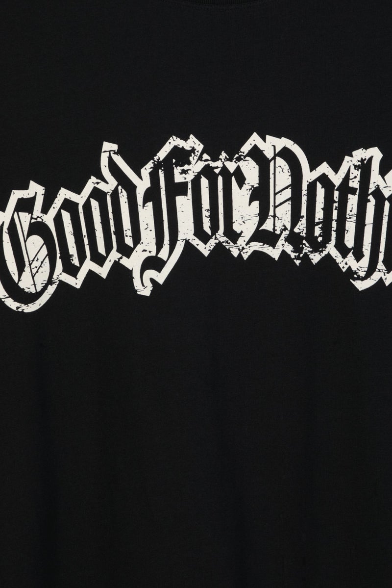 GOOD FOR NOTHING Men Crew Neck Short Sleeve Graphic Print T-Shirt, Black - Image 5