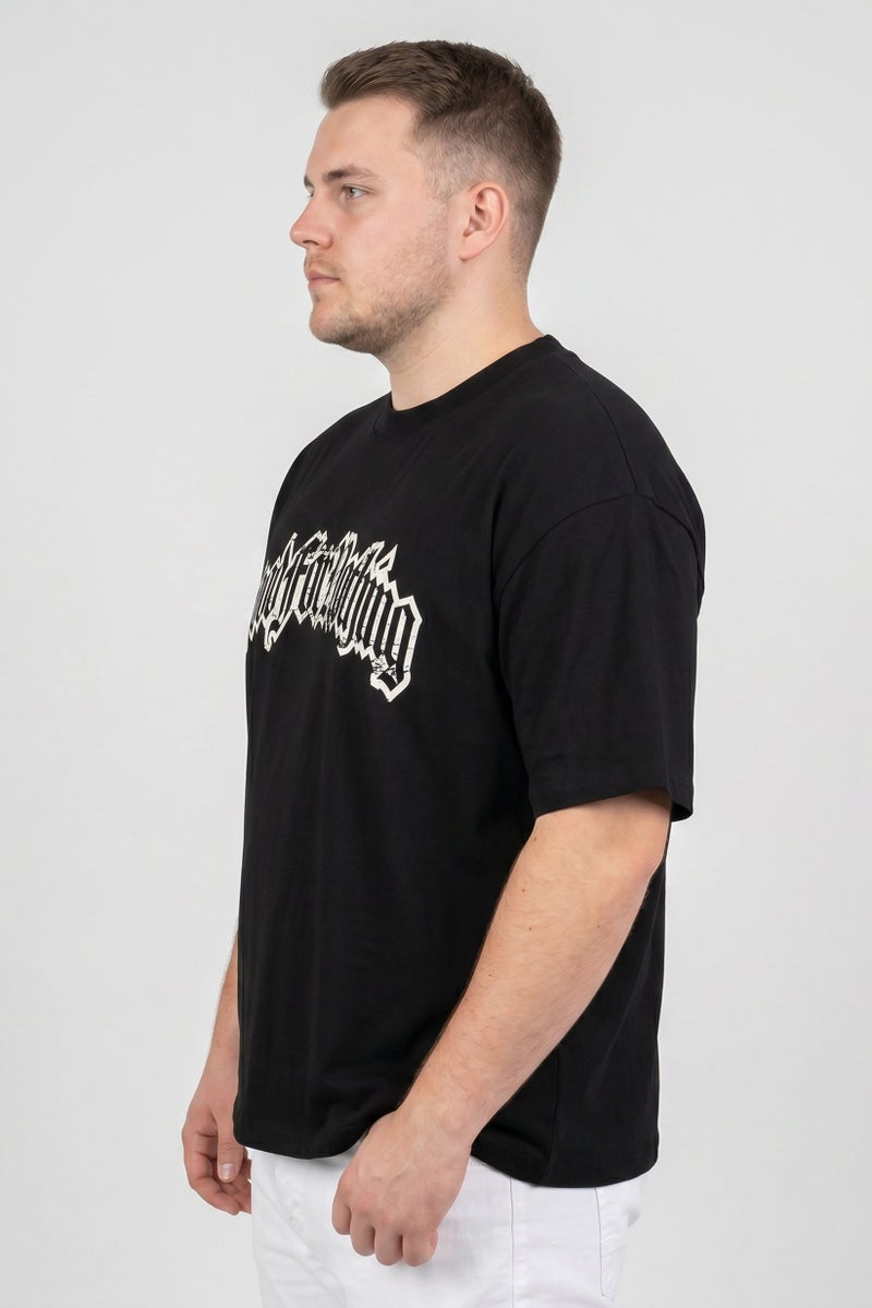 GOOD FOR NOTHING Men Crew Neck Short Sleeve Graphic Print T-Shirt, Black - Image 3