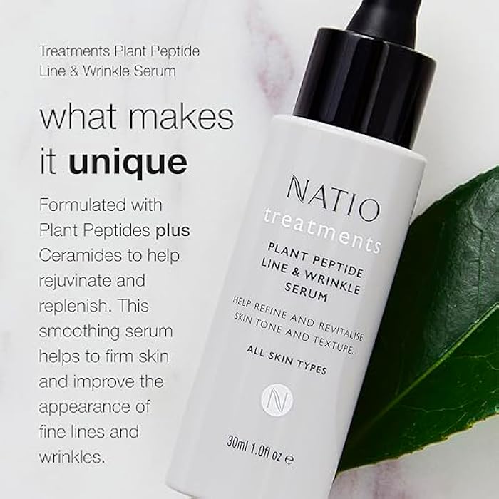 Natio Plant Peptide Line and Wrinkle Serum, 1 oz - Anti Aging Serum - Rejuvenating Face Serum - Daily Serum for Face to Revitalize Skin Texture - Image 3