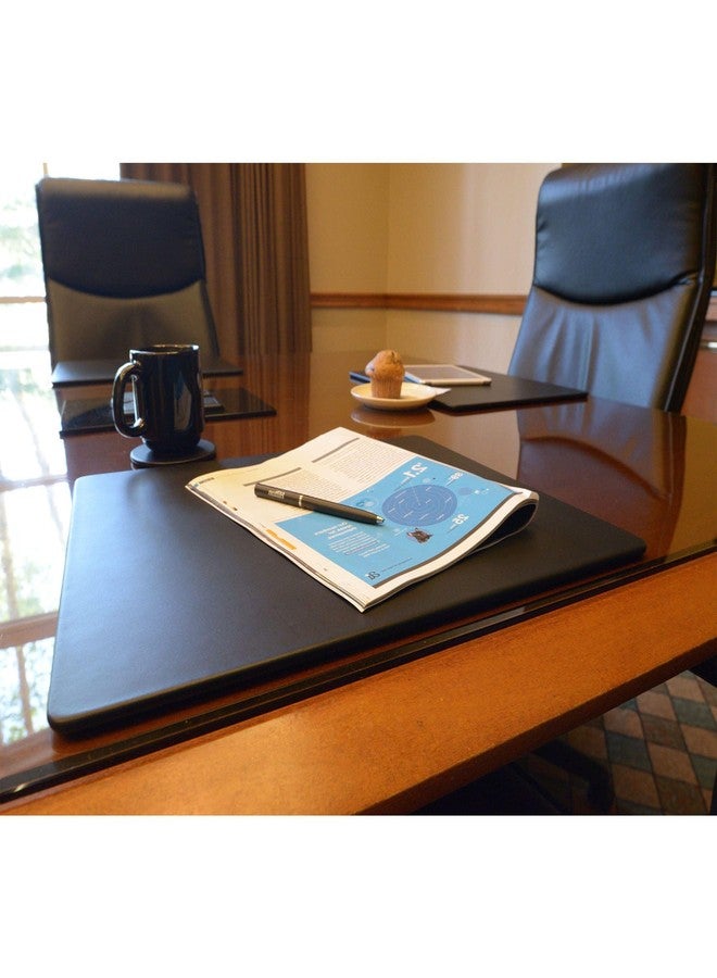 Dacasso Classic Black Leather 17" x 14" Luxury Conference Table Pad - Leather Desk Blotter for Writing - Boardroom Organization & Executive Desk Decor - Image 4