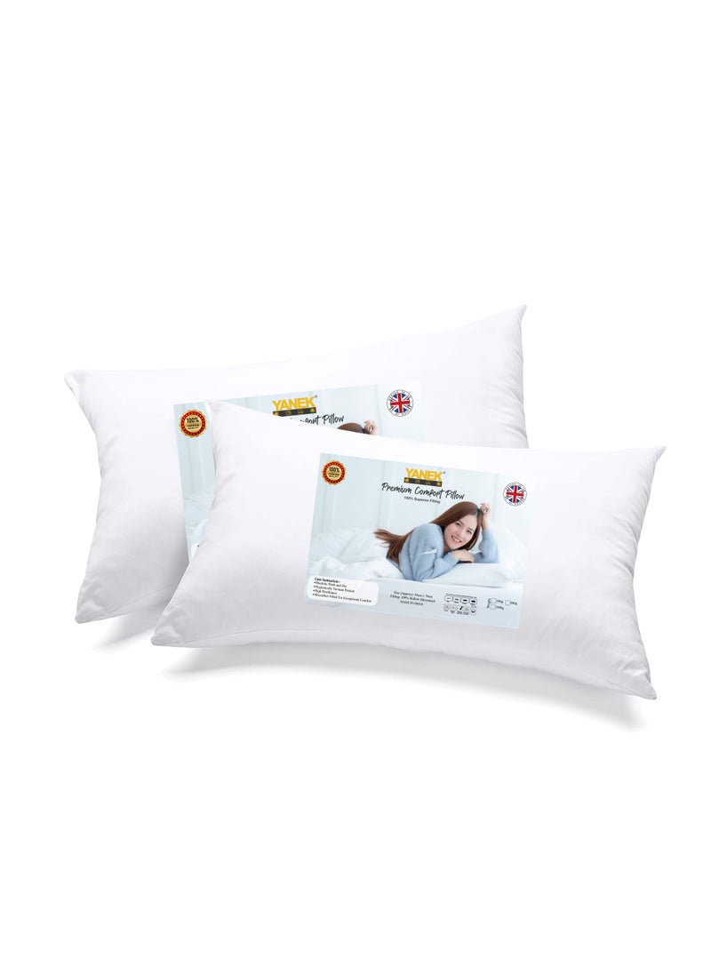 YANEK YANEK Ultra Soft Breathable Down Alternative Pillows Princess Press Bed Pillow Super Soft Microfiber Filling Soft & Comfortable, For Neck and Shoulder Support (2, 50cm x 70cm 800g)  - Image 1