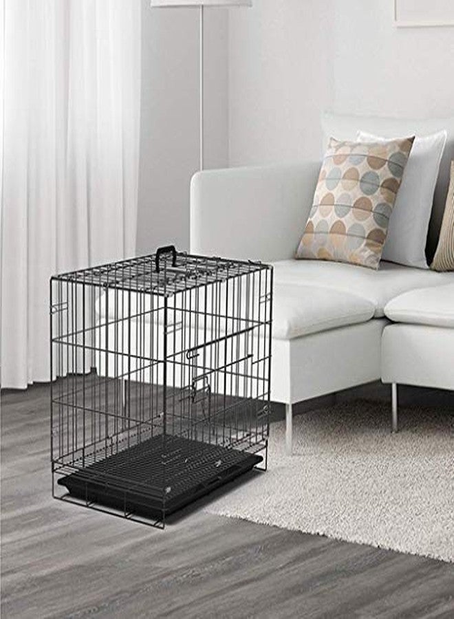 D&C PAWS Single Door Folding Metal Dog Cage - Powder-Coated Crate with Removable Tray and Paw Protector - Small Size Kennel for Dogs, Cats, and Rabbits (Black, 18 Inch) - Image 3