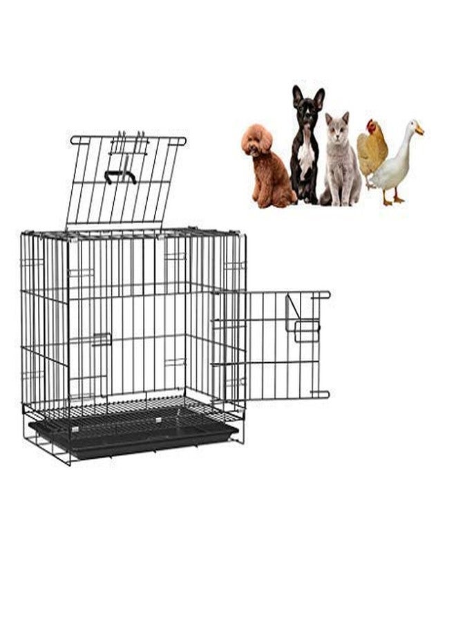 D&C PAWS Single Door Folding Metal Dog Cage - Powder-Coated Crate with Removable Tray and Paw Protector - Small Size Kennel for Dogs, Cats, and Rabbits (Black, 18 Inch) - Image 2