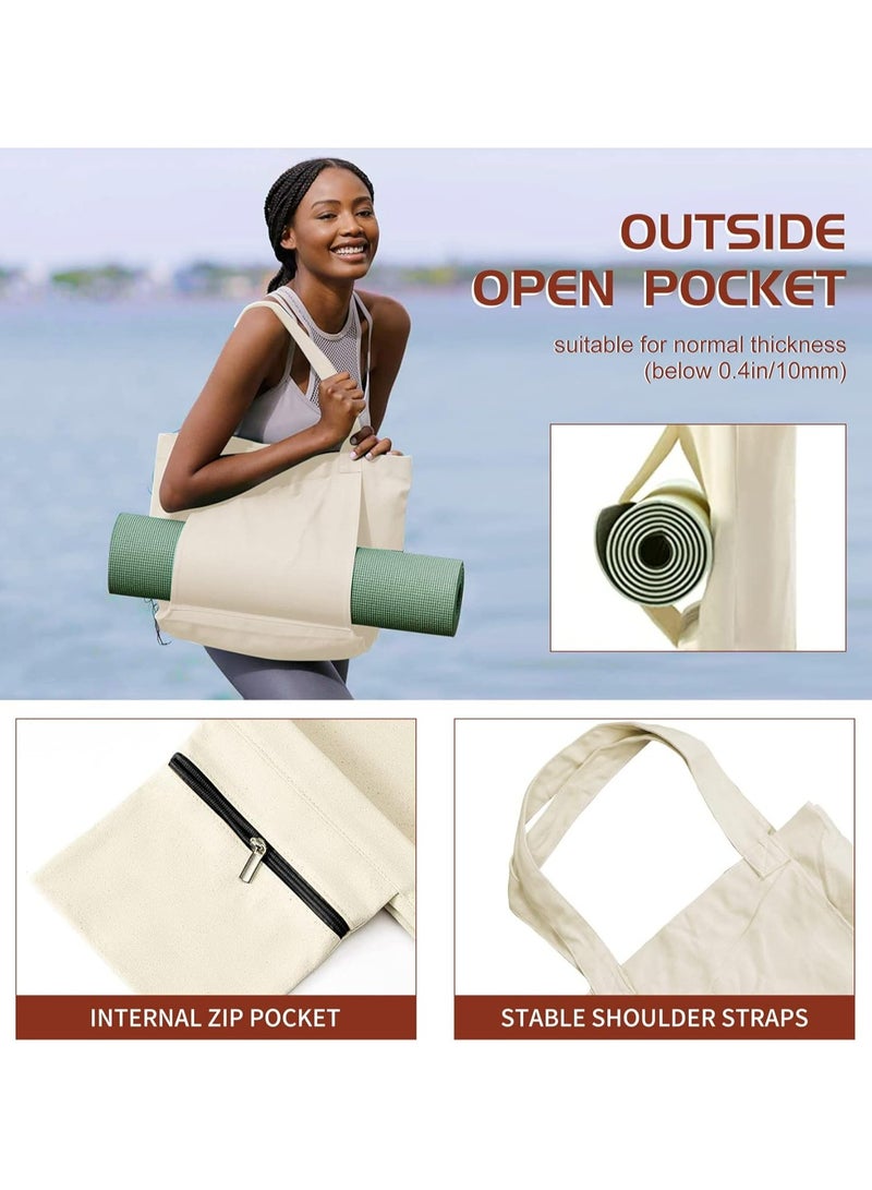 Oasisgalore Yoga Bag with Yoga Mat Carrier, Pilates Tote Bag and Yoga Block for Women, Canvas Shoulder Bag with Pocket for Gym, Office, Travel, Beach, Workout, Sports, Fits All Your Stuff Yoga Mat Holder  - Image 5