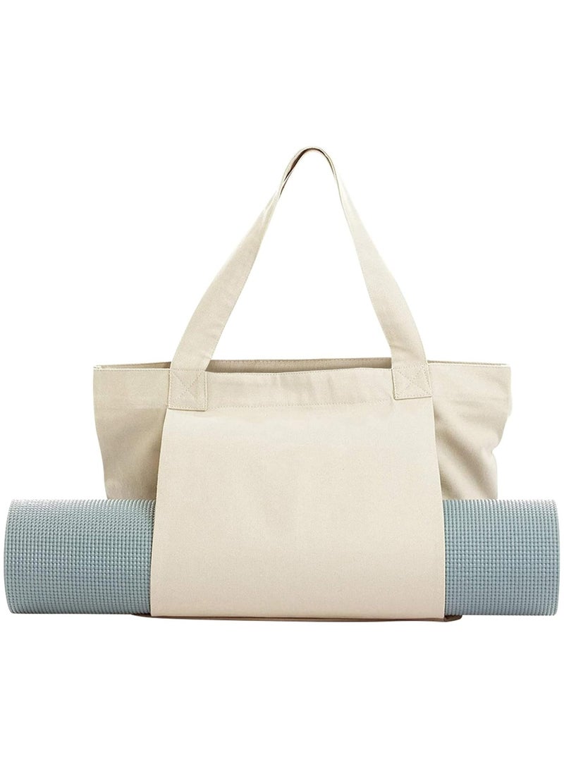 Oasisgalore Yoga Bag with Yoga Mat Carrier, Pilates Tote Bag and Yoga Block for Women, Canvas Shoulder Bag with Pocket for Gym, Office, Travel, Beach, Workout, Sports, Fits All Your Stuff Yoga Mat Holder  - Image 1